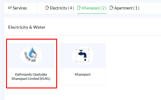 Kathmandu Upatyaka Khanepani Limited को बिल भुक्तानी इसेवाबाट!