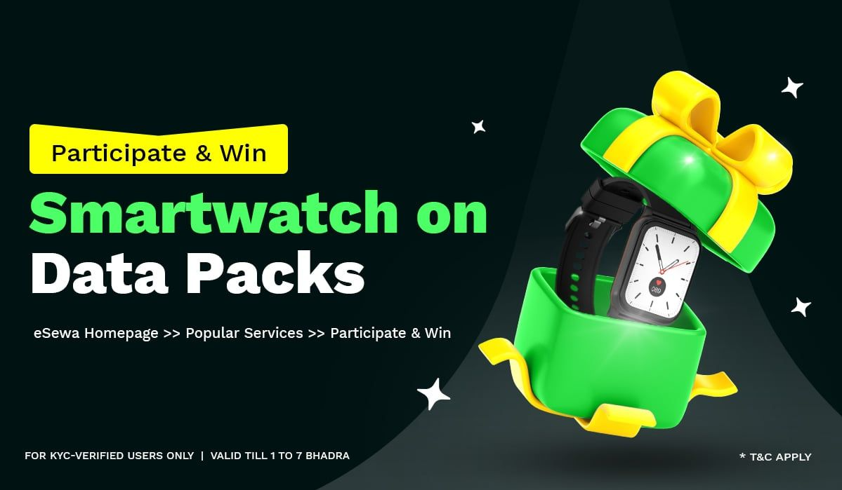 Smartwatch on Voice and Datapacks via esewa