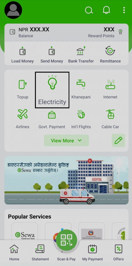 NEA Electricity bill payment through eSewa eSewa