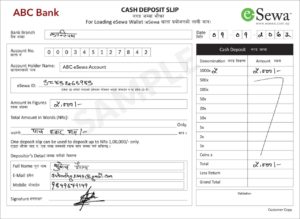 Counter Deposit Slip