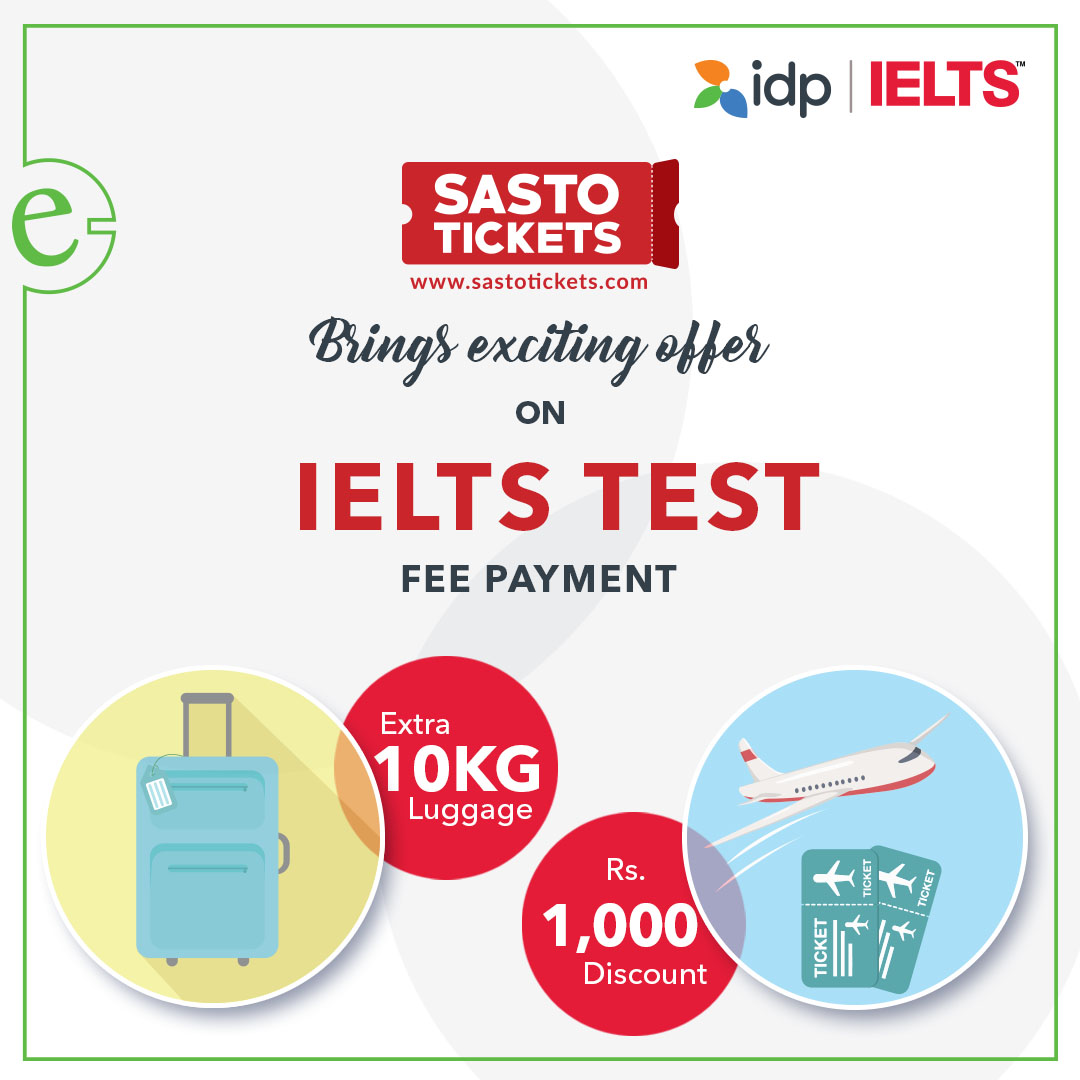Pay your IDP ielts test from eSewa and get exciting offer from sasto tickets