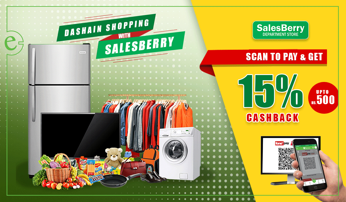 get 15% cashback from salesberry using eSewa