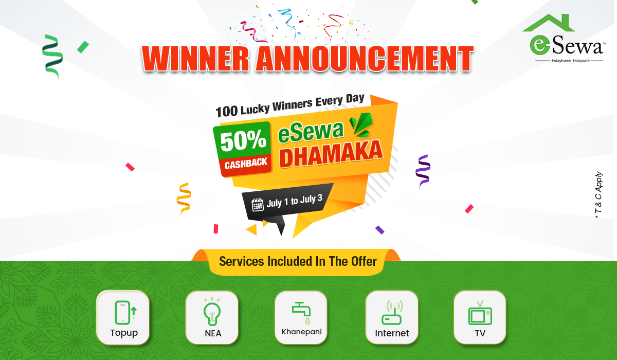 eSewa Dhamaka Offer Winner Announcement 1