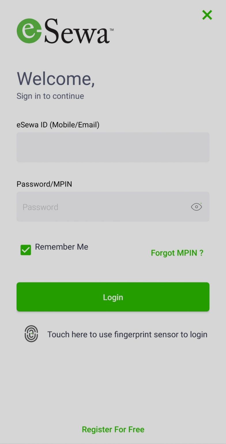 Login Credential eSewa
