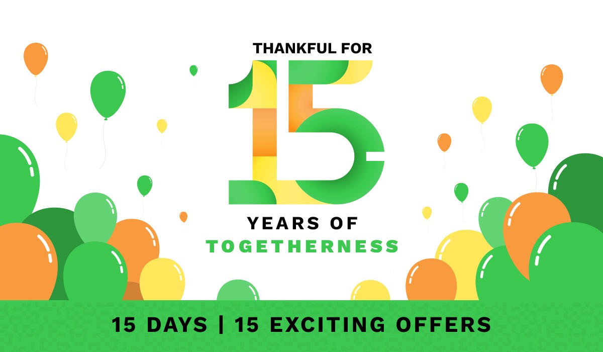 Celebrating 15 Years of Togetherness: 15 Days of Exciting Offers on 15th Anniversary